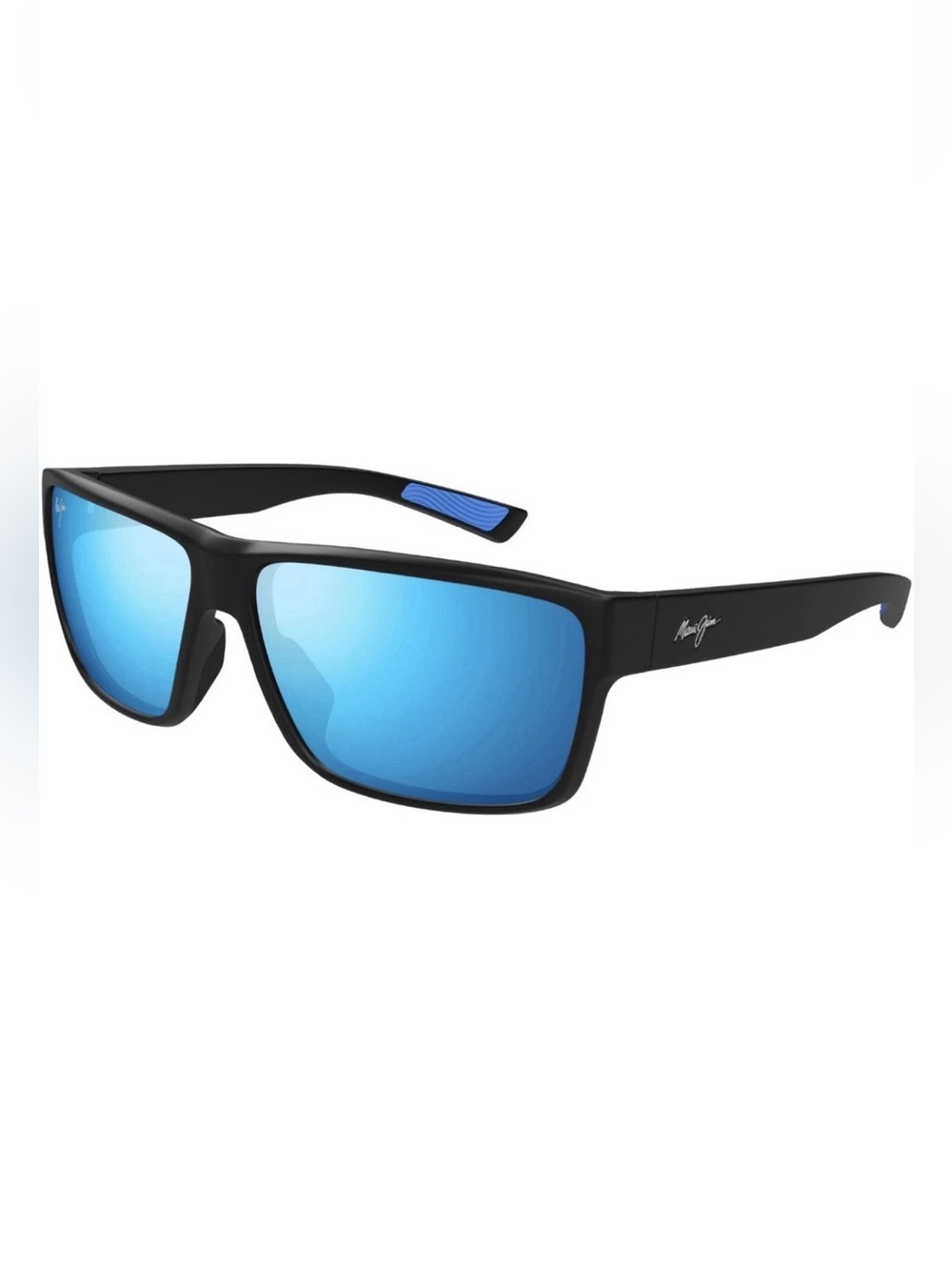 BNIB MAUI JIM POLARIZED UILA Sunglasses Matte Black with Blue Hawaii Lenses